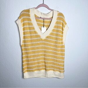 Zara Top Women Medium Vest Blouse Stripe Knit Oversized Preppy Sleeveless L